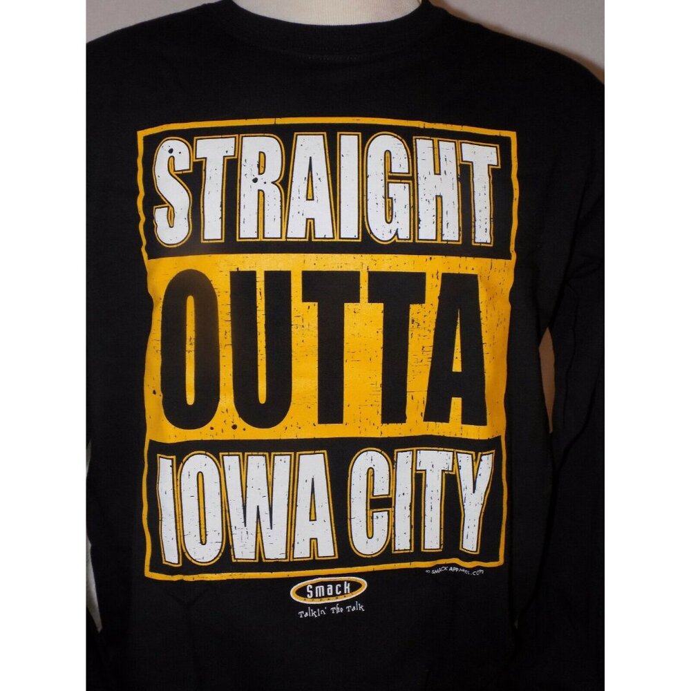 Straight Outta Iowa City Football Parody Grunge T Shirt Adult Large - Picture 3 of 6